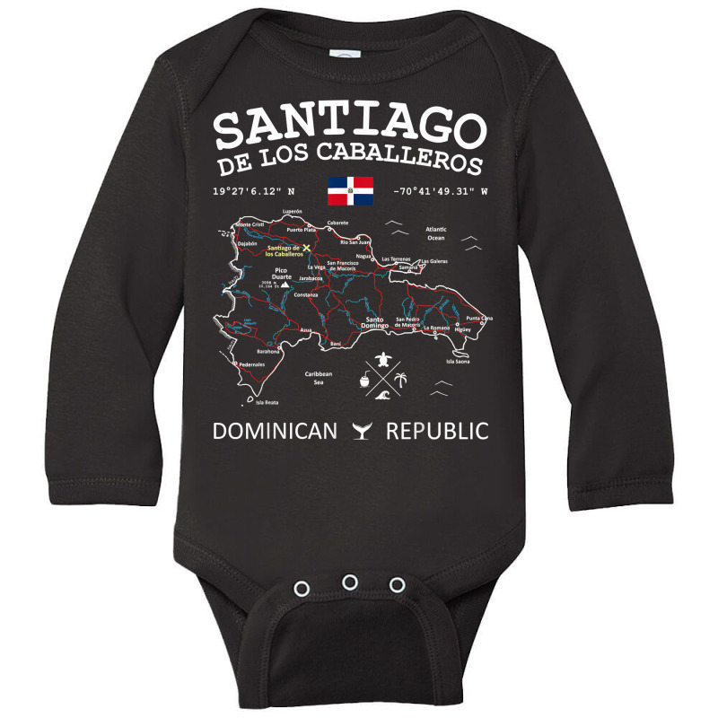 Santiago De Los Caballeros Dominican Republic Map Flag T Shirt Long Sleeve Baby Bodysuit by cm-arts | Artistshot