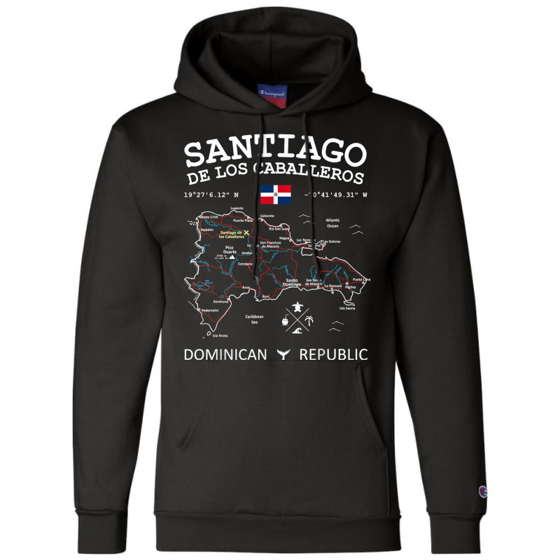 Santiago De Los Caballeros Dominican Republic Map Flag T Shirt Champion Hoodie by cm-arts | Artistshot