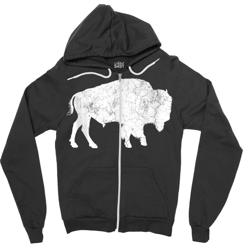 Distressed Buffalo Retro Bison Animal Lover Men Women Dad Tank Top Zipper Hoodie | Artistshot