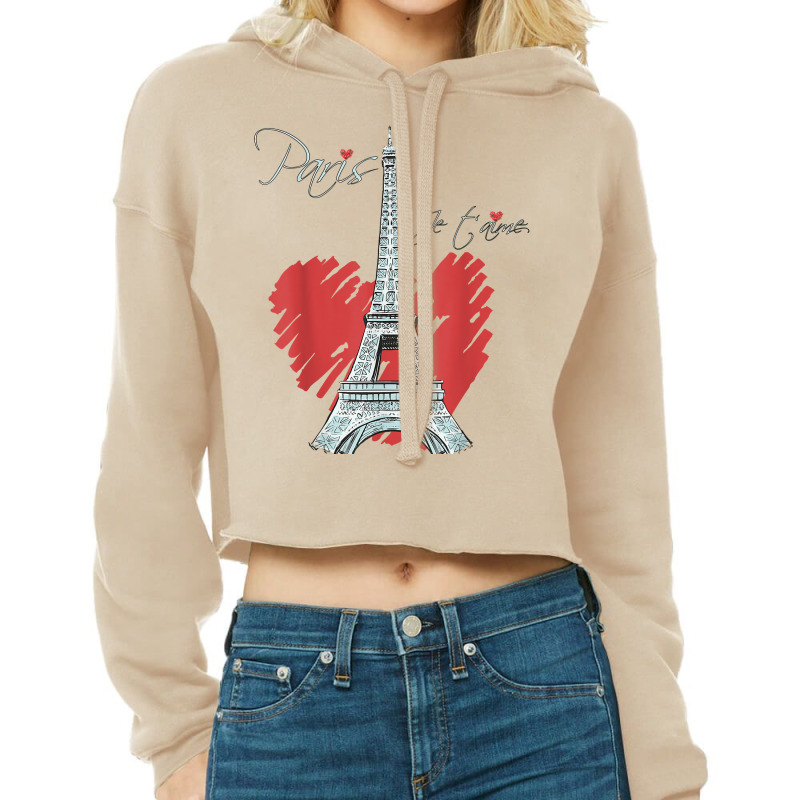 I Love Paris Eiffel Tower French Souvenir France Parisian T Shirt Cropped Hoodie by cm-arts | Artistshot