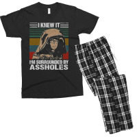 I Knew It I'm Surrounded By Assholes Vintage Men's T-shirt Pajama Set | Artistshot