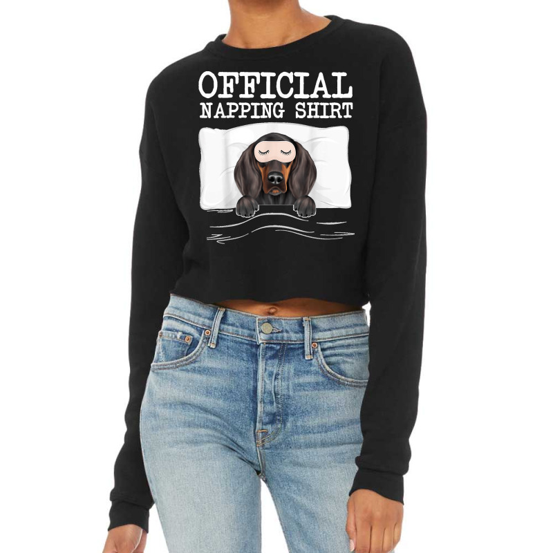 Funny Official Napping Sleeping Black And Tan Coonhound Cropped Sweater by STACYSCHUDEL | Artistshot