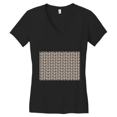 Coffee Beans Pattern Illustrator Women's V-neck T-shirt Designed By Salmanaz