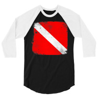 Scuba Dive Flag Divemasters Instructors Rescue Divers Raglan Baseball 3/4 Sleeve Shirt | Artistshot