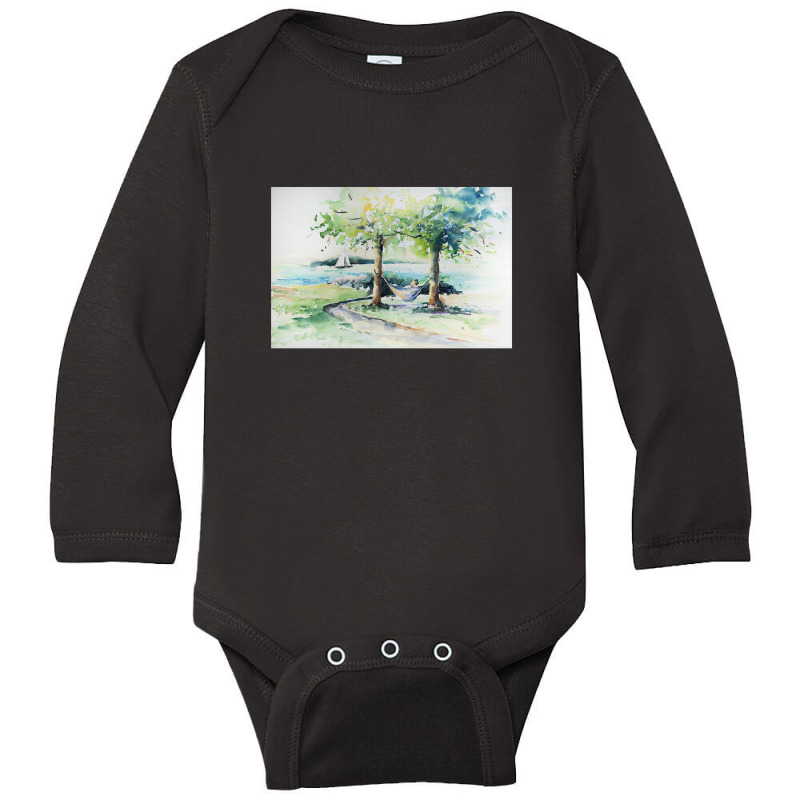 Hammock In The Park Long Sleeve Baby Bodysuit by gloomychuu | Artistshot