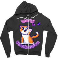 Cat And Butterflies World Domination Cute Colorful Cartoon Pullover Ho Zipper Hoodie | Artistshot