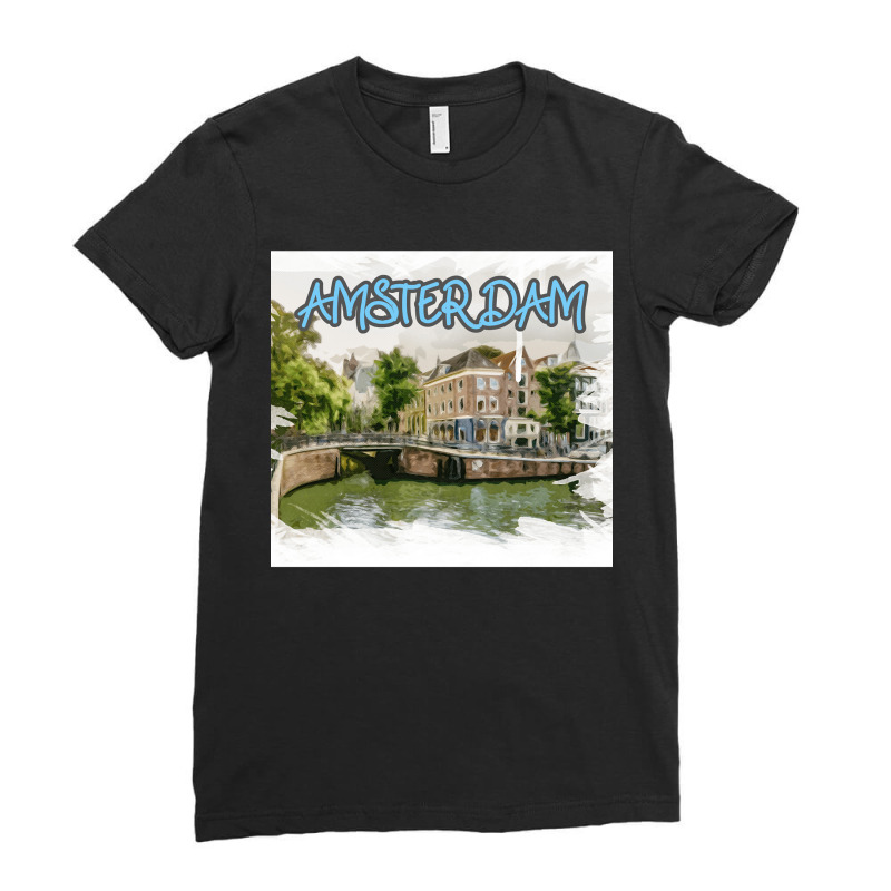 Amsterdam Skyline New Year- Amsterdam Skyline Art Ladies Fitted T-Shirt by ReginaldDixon | Artistshot