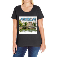 Amsterdam Skyline New Year- Amsterdam Skyline Art Ladies Curvy T-shirt | Artistshot