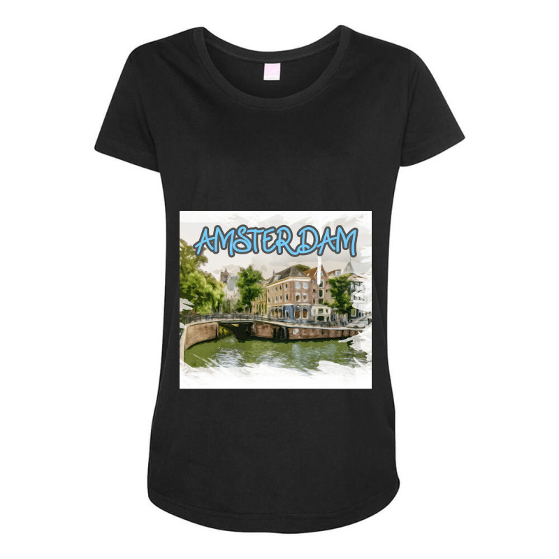 Amsterdam Skyline New Year- Amsterdam Skyline Art Maternity Scoop Neck T-shirt by ReginaldDixon | Artistshot