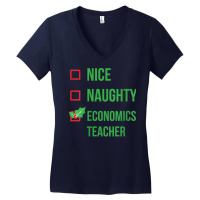 Womens Economics Teacher Funny Pajama Christmas Gift V Neck T Shirt Women's V-neck T-shirt | Artistshot