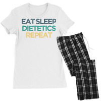 Eat Sleep Dietetics Repeat Funny Cute Christmas Gift For Fri Long Slee Women's Pajamas Set | Artistshot