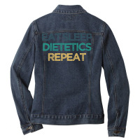 Eat Sleep Dietetics Repeat Funny Cute Christmas Gift For Fri Long Slee Ladies Denim Jacket | Artistshot