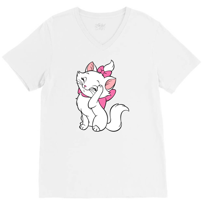 Marie Cat V-Neck Tee by kabasubrata | Artistshot