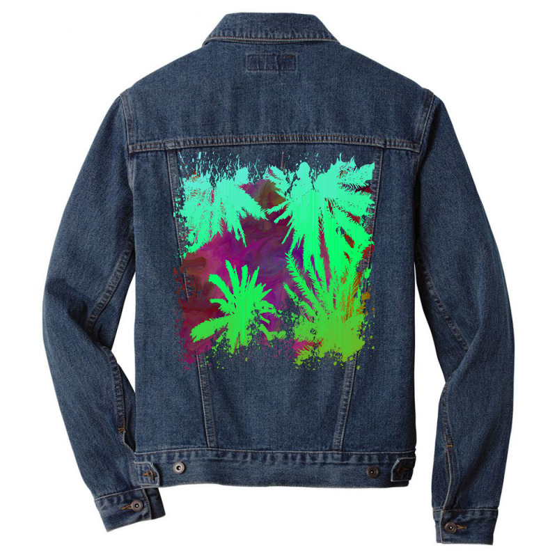 Palm Trees Art T  Shirt Palm Tree Silhouette Stormy Sky Abstract Backg Men Denim Jacket by otherswomen | Artistshot