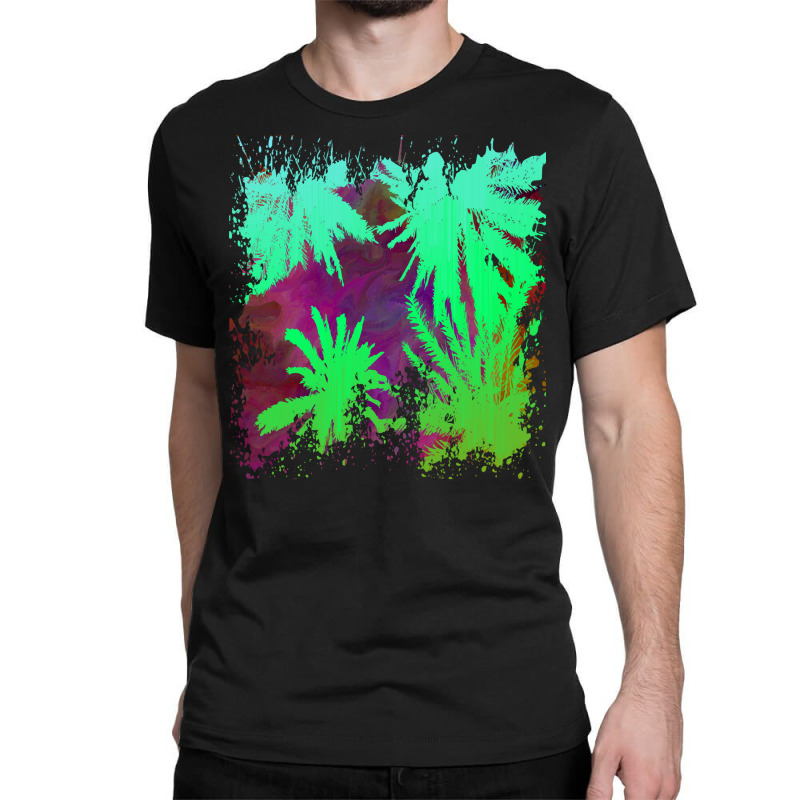 Palm Trees Art T  Shirt Palm Tree Silhouette Stormy Sky Abstract Backg Classic T-shirt by otherswomen | Artistshot