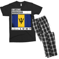 Awesome Barbadian Since 1987   Barbadian 35th Birthday T Shirt Men's T-shirt Pajama Set | Artistshot