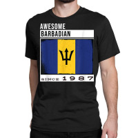 Awesome Barbadian Since 1987   Barbadian 35th Birthday T Shirt Classic T-shirt | Artistshot