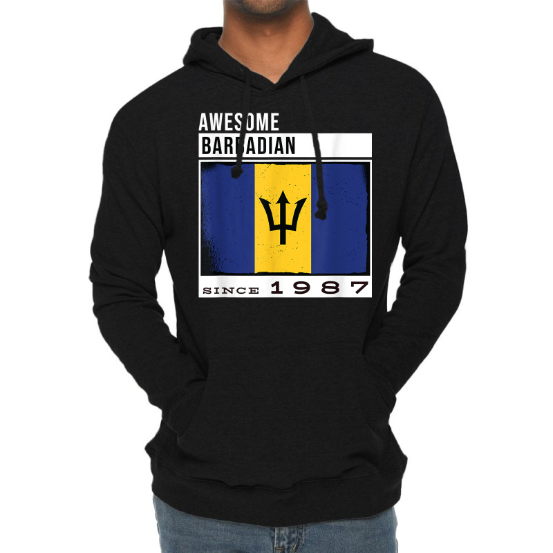 Awesome Barbadian Since 1987   Barbadian 35th Birthday T Shirt Lightweight Hoodie by cm-arts | Artistshot