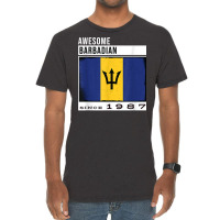 Awesome Barbadian Since 1987   Barbadian 35th Birthday T Shirt Vintage T-shirt | Artistshot