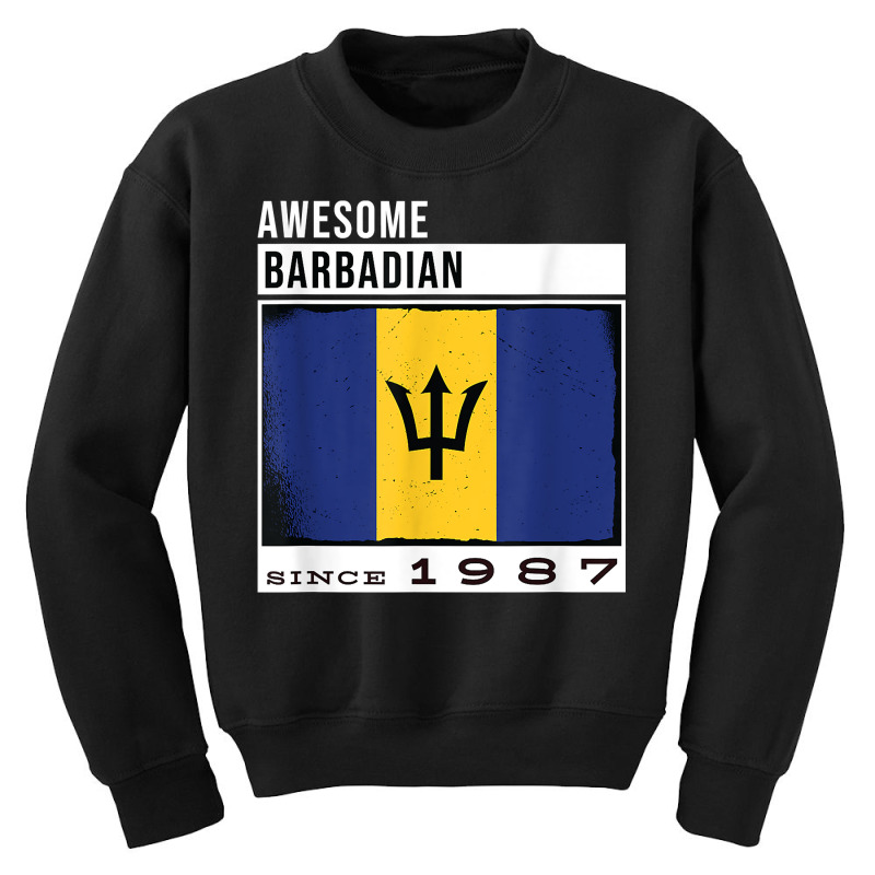 Awesome Barbadian Since 1987   Barbadian 35th Birthday T Shirt Youth Sweatshirt by cm-arts | Artistshot