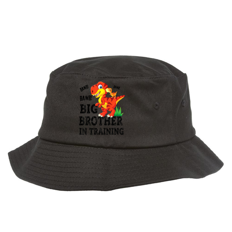 Kids Big Brother In Training Dinosaur T Rex Rawr Announcement Bucket Hat | Artistshot