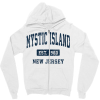 Womens Mystic Island New Jersey Nj Vintage Athletic Sports Design V Ne Zipper Hoodie | Artistshot