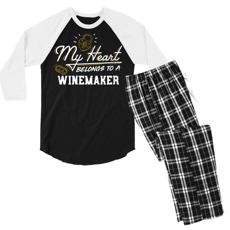 Womens My Heart Belongs To A Winemaker Gift V Neck T Shirt Men's 3/4 Sleeve Pajama Set | Artistshot