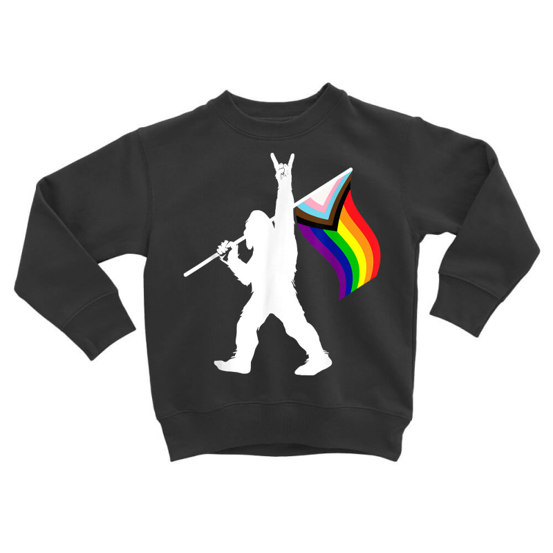 Bigfoot Rock On Lgbtq Progressive New Pride Flag T Shirt Toddler Sweatshirt by cm-arts | Artistshot