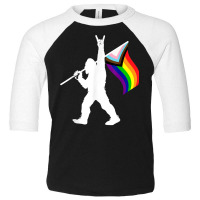 Bigfoot Rock On Lgbtq Progressive New Pride Flag T Shirt Toddler 3/4 Sleeve Tee | Artistshot