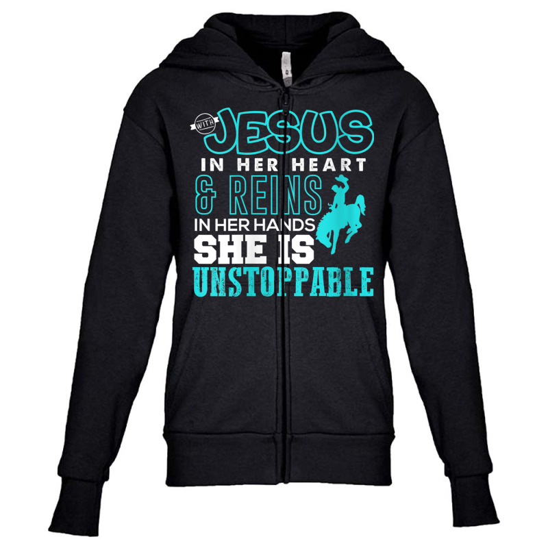 Womens With Jesus In Her Heart & Reins In Her Hands V Neck T Shirt Youth Zipper Hoodie | Artistshot