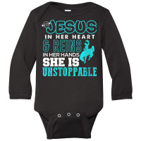 Womens With Jesus In Her Heart & Reins In Her Hands V Neck T Shirt Long Sleeve Baby Bodysuit | Artistshot