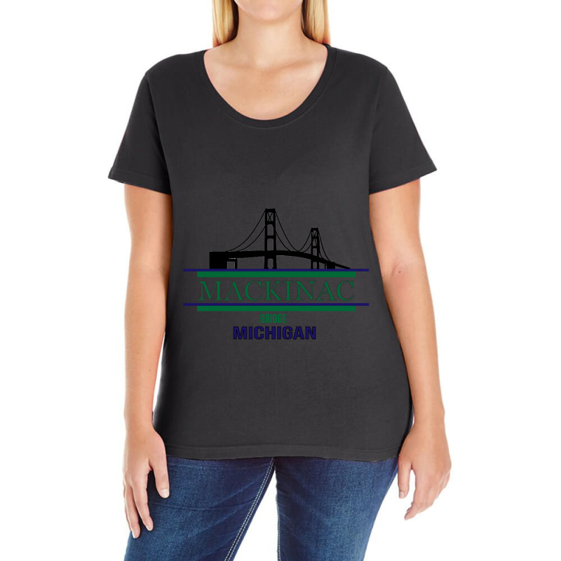 Mackinac Bridge - Mackinac Bridge Michigan Ladies Curvy T-Shirt by SonyaSpinksMills | Artistshot