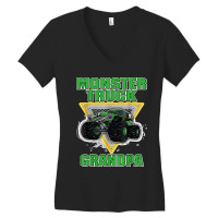 Monster Truck Grandpa Grandfather Truck Lovers Truck Fans Women's V-neck T-shirt | Artistshot