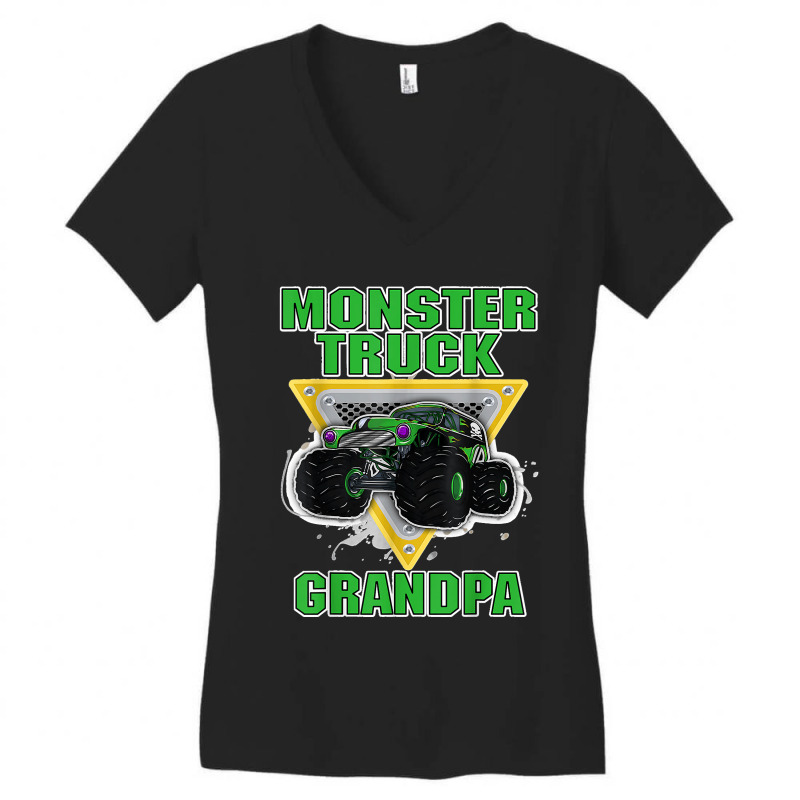 Monster Truck Grandpa Grandfather Truck Lovers Truck Fans Women's V-Neck T-Shirt by PamelaJeanBrink | Artistshot