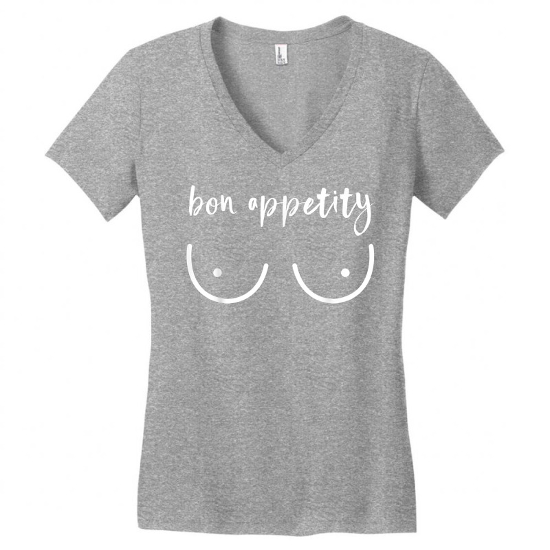 Breastfeeding Funny Bon Appetity T Shirt Women's V-Neck T-Shirt by cm-arts | Artistshot