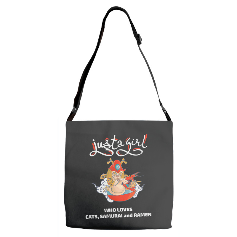 Just A Girl Who Loves Cats Samurai And Ramen Adjustable Strap Totes | Artistshot