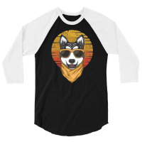 Husky Sunset Retro 3/4 Sleeve Shirt | Artistshot