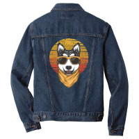 Husky Sunset Retro Men Denim Jacket | Artistshot