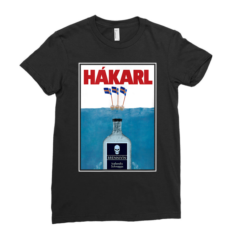 Hakarl Iceland Fermented Shark Brennivín Shot Viking Foodie T Shirt Ladies Fitted T-Shirt by cm-arts | Artistshot