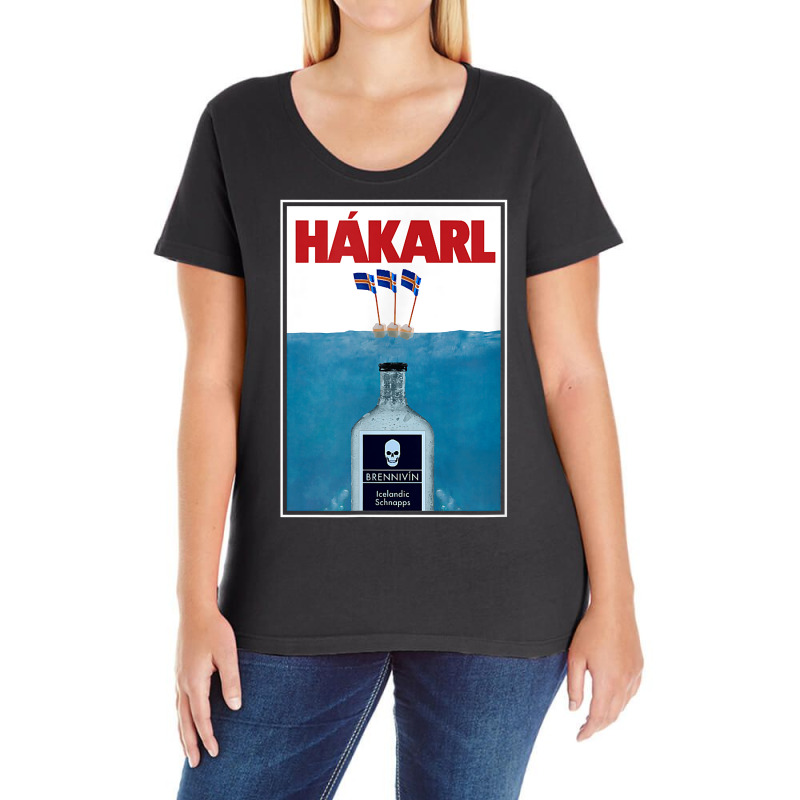 Hakarl Iceland Fermented Shark Brennivín Shot Viking Foodie T Shirt Ladies Curvy T-Shirt by cm-arts | Artistshot