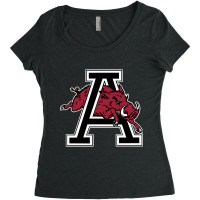 Arkansas U Mascot Jumping Through Letter A Clean Version Women's Triblend Scoop T-shirt | Artistshot