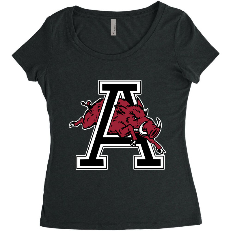 Arkansas U Mascot Jumping Through Letter A Clean Version Women's Triblend Scoop T-shirt by poppyallen | Artistshot