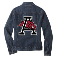 Arkansas U Mascot Jumping Through Letter A Clean Version Ladies Denim Jacket | Artistshot