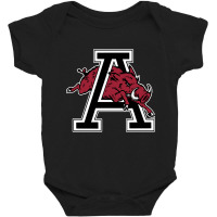 Arkansas U Mascot Jumping Through Letter A Clean Version Baby Bodysuit | Artistshot