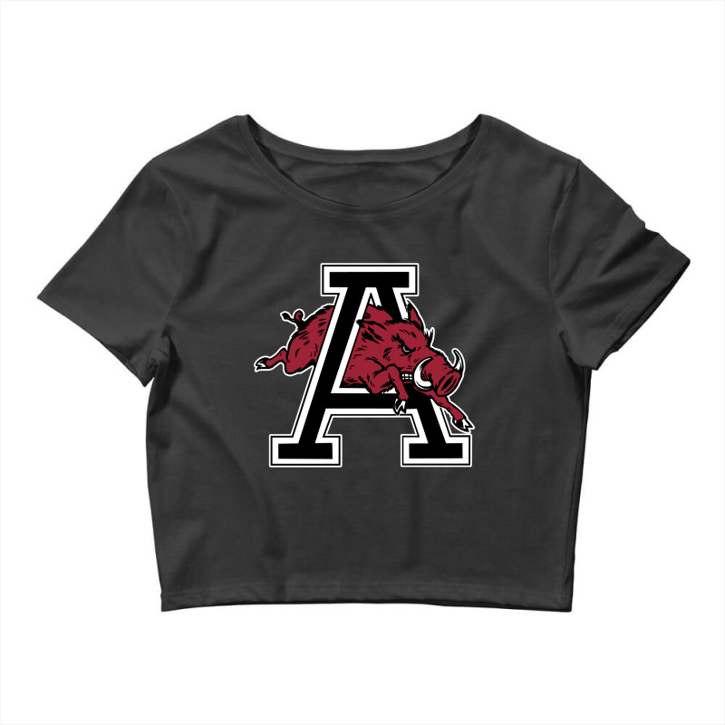 Arkansas U Mascot Jumping Through Letter A Clean Version Crop Top by poppyallen | Artistshot