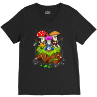 Hippie Mushrooms Fishing Forest Fungi Foraging Mycology T Shirt V-neck Tee | Artistshot