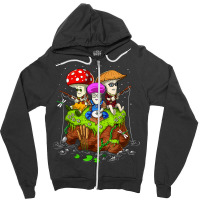 Hippie Mushrooms Fishing Forest Fungi Foraging Mycology T Shirt Zipper Hoodie | Artistshot