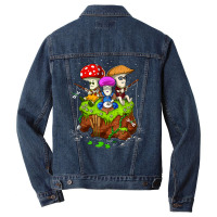 Hippie Mushrooms Fishing Forest Fungi Foraging Mycology T Shirt Men Denim Jacket | Artistshot