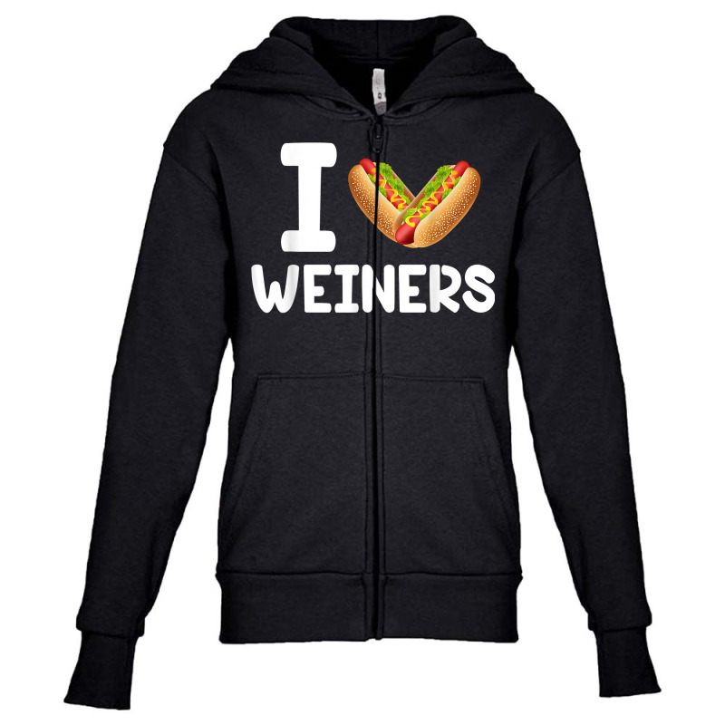 Frankfurter Wiener Frank Sausage Bun I Love Weiners Hotdogs T Shirt Youth Zipper Hoodie by pilusoekyokeln | Artistshot