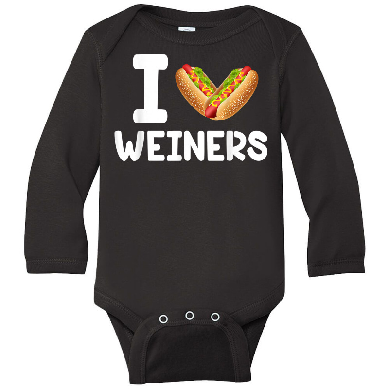 Frankfurter Wiener Frank Sausage Bun I Love Weiners Hotdogs T Shirt Long Sleeve Baby Bodysuit by pilusoekyokeln | Artistshot